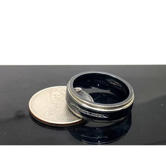 Men's Wedding Band Diamond 0.05ctw Titanium 7.5mm Wide Size 10 - Picture 12 of 14